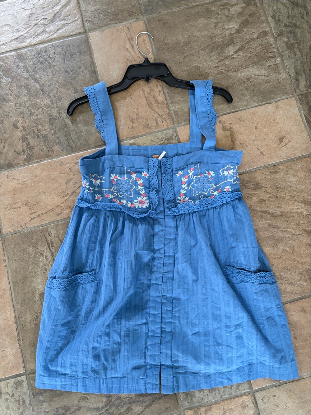 Blue Embroidered tank